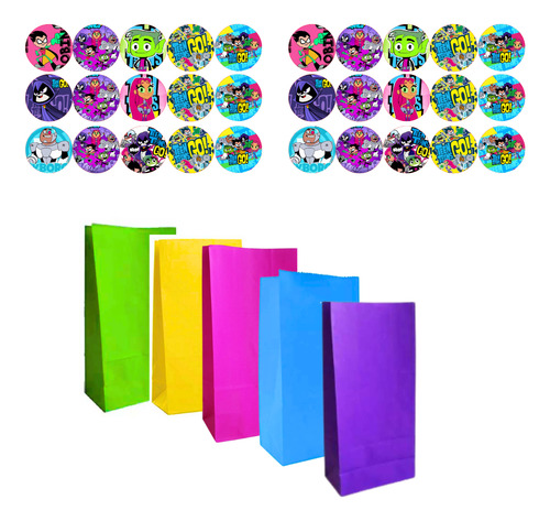 Bolsita Sorpresita Golosinera X25 + 30 Stickers. Segun Tematica Jóvenes Titanes