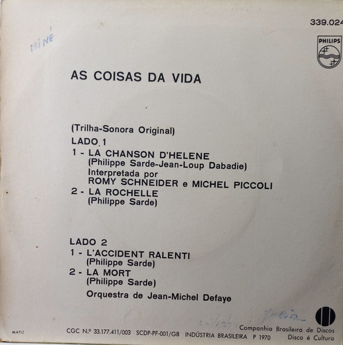 Compacto -as Coisas Da Vida(romy Schneider/michel Picolli (Usado)