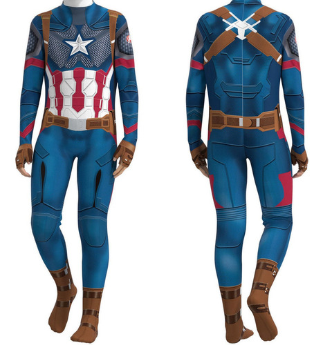 Captain America Cosplay Costume, Adulto E Crianças Onesies A