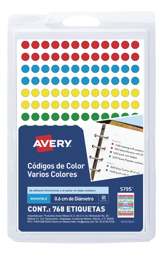 786 Etiquetas Permanente Redonda Avery Colores Circular .06