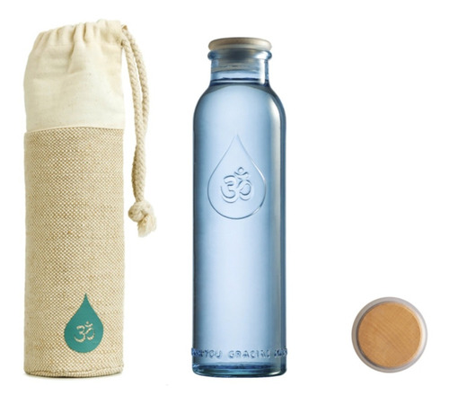 Botella Omwater Gratitude De Vidrio Reciclado 500ml + Funda