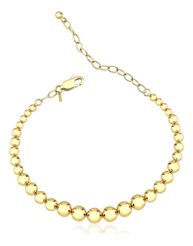Pulseira Feminina Aqua Jóias Com Bolinhas Em Ouro 18k 9.28g
