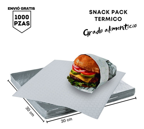1000 Hojas Térmico Aluminio Comida Rápida Snack Pack 30x30