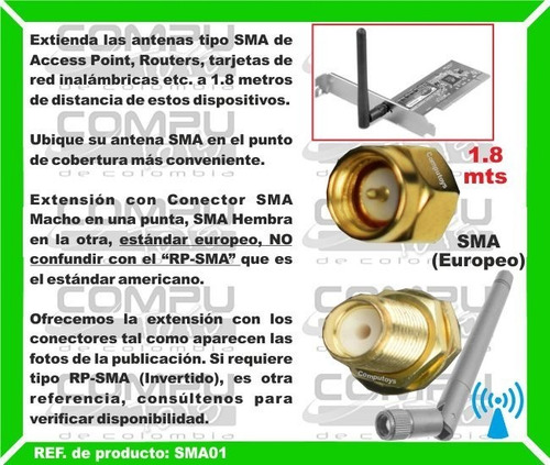 Imagen 3 de 6 de Extienda Antena Sma 1.8 Metros Ref: Sma01 Computoys Sas