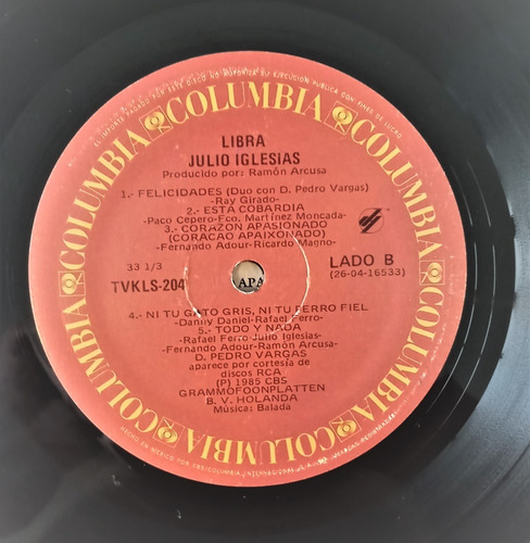 Julio Iglesias Lp Libra (Usado)