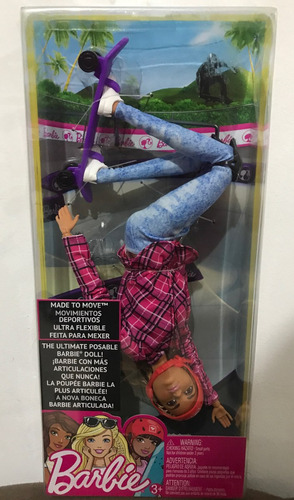 Boneca Barbie Skatista Feita Para Mexer Ultra  Flexivel