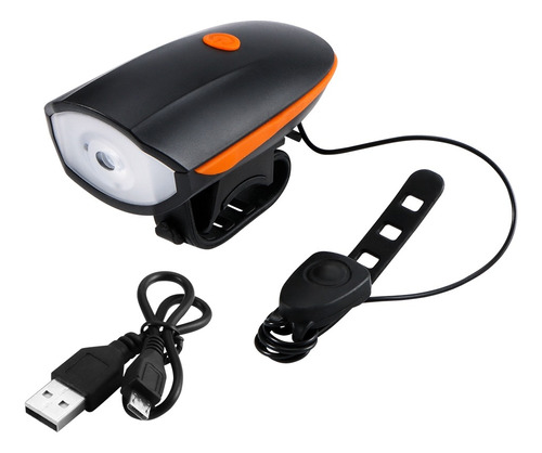 Luz Bicicleta Delantera 3 Modos Bocina Recargable Usb