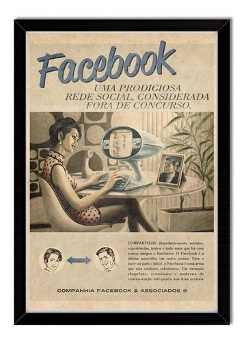 Quadro Decorativo Facebook Antigo Estilo Vintage