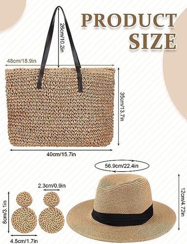 Juego De Sombrero Y Bolso Playa Dama Casual Varios Modelos