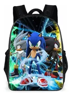 Mochila Escolar Sonic Tres Piezas Para Primaria Color Negro