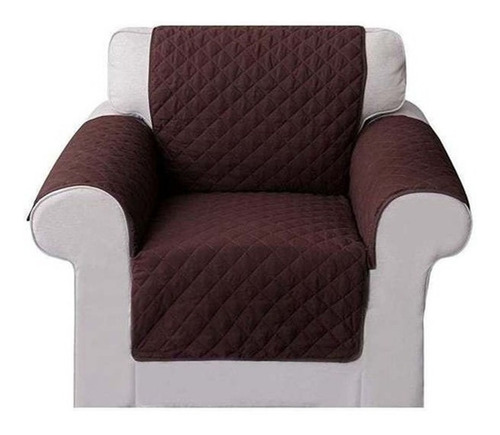 Funda Forro Protector Sofá Mueble Sillon 1 Puesto Sobreponer Color Marrón Rayado