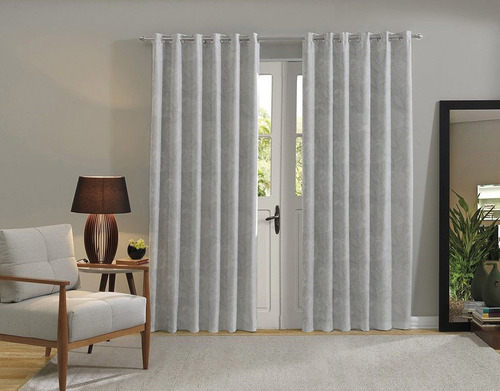 Cortina Jacquard Para Sala/quarto 200x180| Admirare Cor Silver