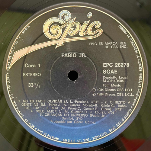 Disco Vinilo De Época Fabio Jr. (Usado)