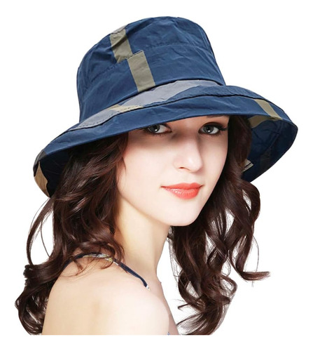 Docila Mujer Moda A Cuadros Impermeable Cubo Sombreros Adult