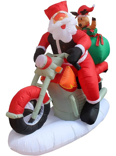 Papa Noel En Motocicleta  Inflable Decoración Navideña