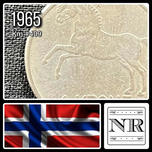 Noruega - 1 Krone - Año 1965 - Km #409 - Caballo