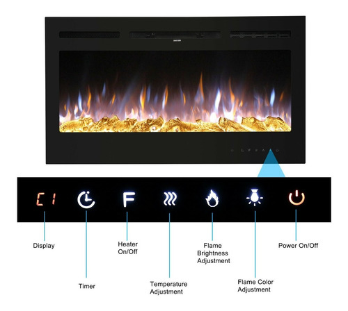 Chimenea Electrica Empotrable Con Iluminación Led De 101 Cms