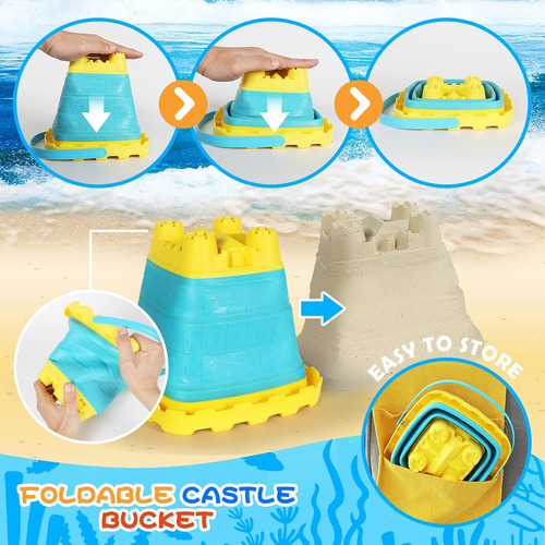 Set De Juguetes De Arena De Playa Elovien, 24 Piezas, Con Mo