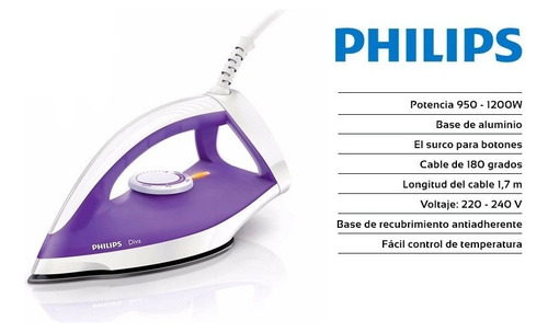 Plancha En Seco Philips Gc122/30 1200w Cable 1,7m Antiadhere