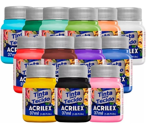 Kit Com 18 Tintas De Tecido Acrilex 37ml - Escolha As Cores