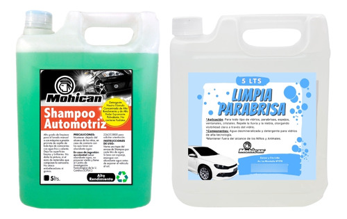 Promo Shampoo Para Autos + Limpia Parabrisas Bidón 5 Lts C/u