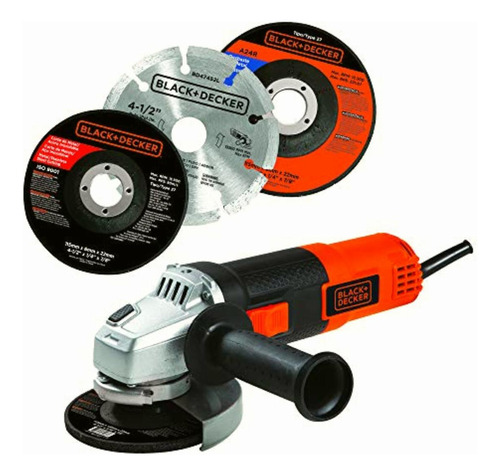 Black+decker Esmeriladora 4 1/2 Pulgadas Con 12 Discos