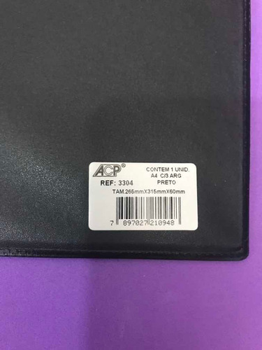 Fichario Personnalite 3 Argolas Preto, 265x315x60mm, Acp