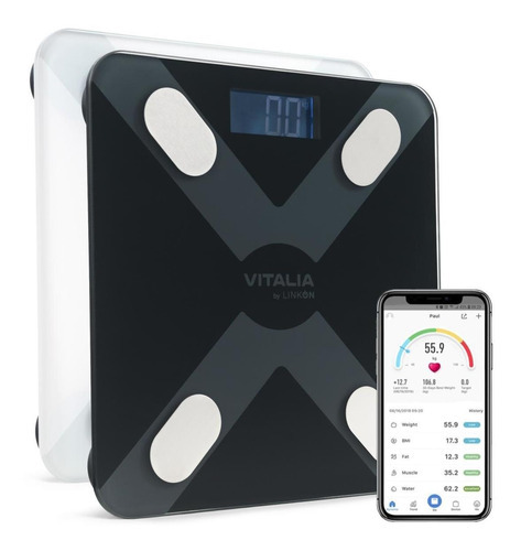 Balanza Pesa Digital Inteligente Vitalia Bluetooth Smart App Negro