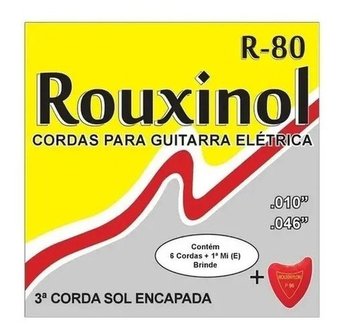 Encordoamento Rouxinol Para Guitarra 010 Inox Mi Extra R-80
