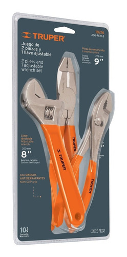 Juego De 2 Alicates Y Llave Francesa Mango Pvc Truper 18216