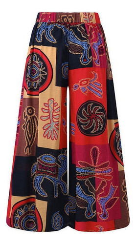 Pantalón Casual Holgado Estampado Para Mujer.