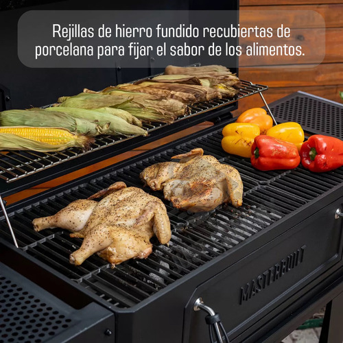 Parrila Asador Ahumador De Carbon Masterbuilt Con Rejillas Laterales 36 Lujo Movil Con Rueditas By Jc Color Negro