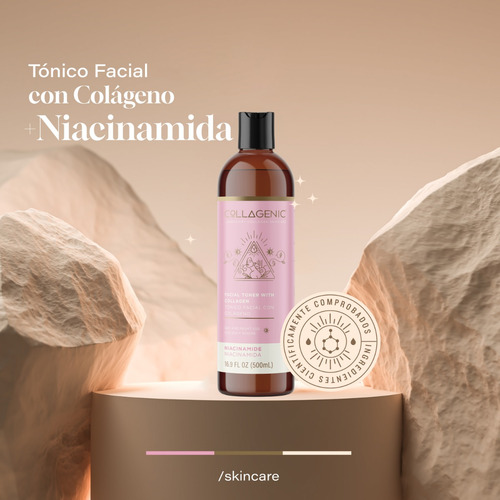 Imagen 2 de 7 de Tonico Facial 500ml Niacinamida Colageno Skin Care Toner