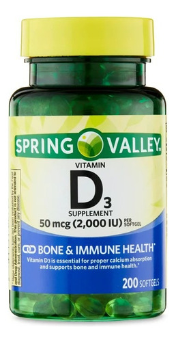 Vitamina D3 De 2,000iu,de 200 Softgels De Usa