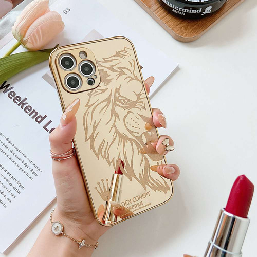 Funda Protectora Acrílica Gold Lion Para iPhone X Xs Max Xr 11 12 13 14 15 16 Pro Max 14plus 15plus 16plus