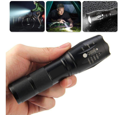 Linterna Led Táctica 1000 Lumens Recargable+bateria+cargador Linterna Negro Luz Blanco