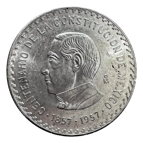 Moneda Plata Juárez 10 Pesos 1957 Aniv De La Constitucion