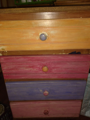 Cama 2 Plazas Madera Pino 6 Cajon + Mesa Aux.+ Cajonera Leer Marrón (Usado)