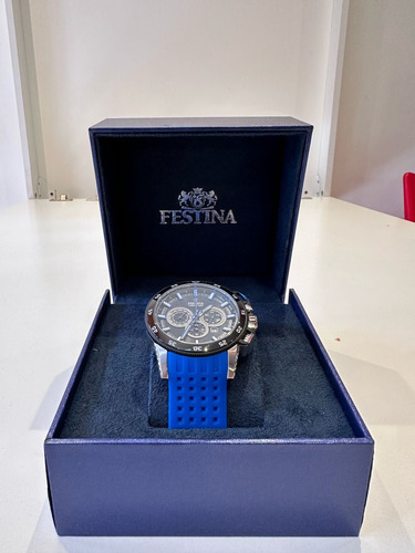 Reloj Festina Chronos Bike F20353 Hombre Negro Silicona Azul Negro Gris Oscuro (Usado)