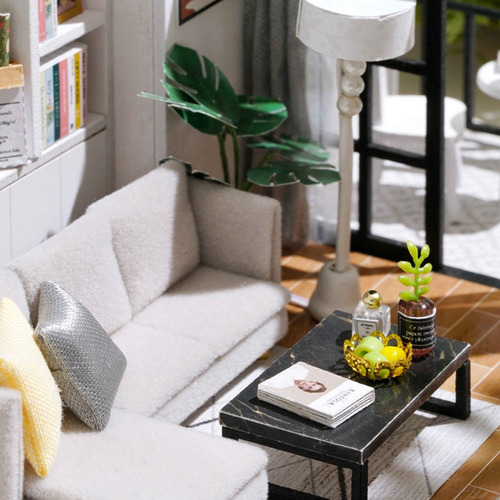 Casa De Miniatura Con Muebles Diy Kit Muebles Realistas 1:24