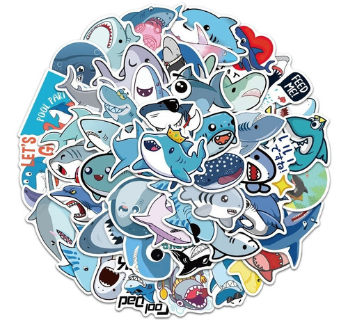  50 Stickers Impermeables Tiburon