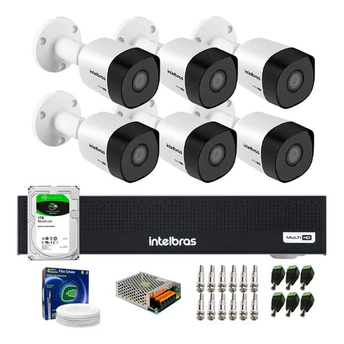 Kit Intelbras 6 Câmeras 1120 Dvr Mhdx 8ch Multihd C/hd 1tb