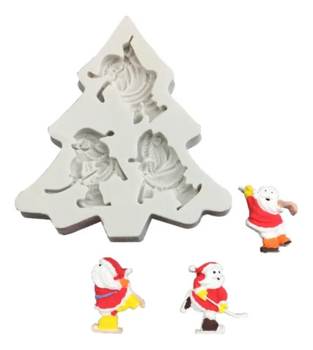 Molde Silicona Arbol Con 3 Figuras Papa Noel Ski