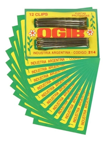 Clips Para Pelo Ogib 12 Cartoncitos X12 Clips (144 Clips) Color Rubio
