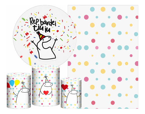 Kit Festa Bento Cake Painel Redondo Trio Capas Retangular