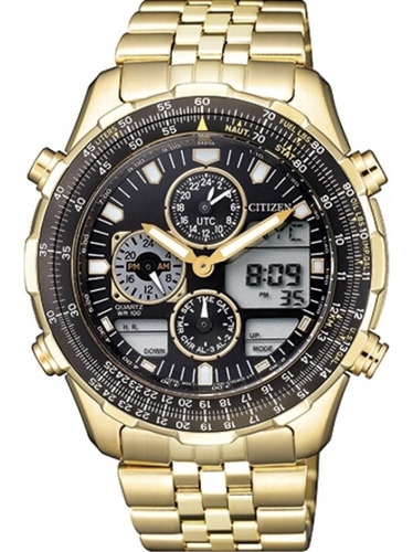 Relógio Citizen Jn0122-80e / Tz10173u Navihawk Dourado Cor Da Correia Prateado Cor Do Bisel Prateado Cor Do Fundo