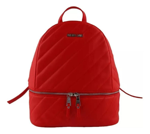 Mochila Mujer Cuero Pu Las Oreiro Love Color Rojo Diseño De La Tela Liso