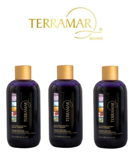  3 Shampoo Matizador De Cabello Teñido Terramar® 250ml