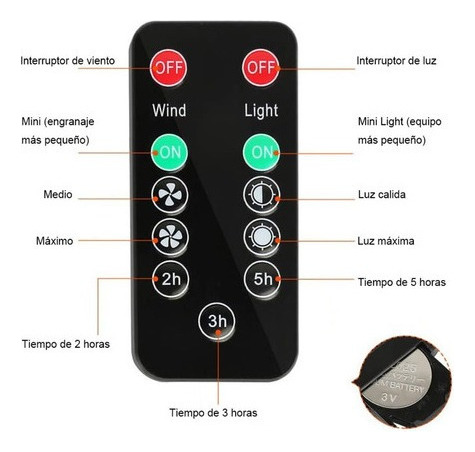 Ventilador De Camping Recargable Portátil Con Luz Led