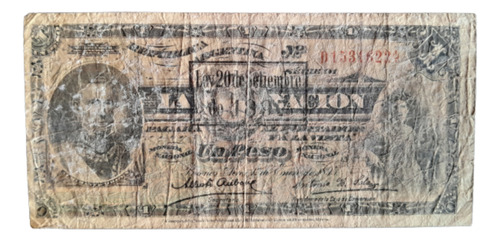 Argentina Billete 1 Peso La Nación Año 1897 Brown Bot. 1305